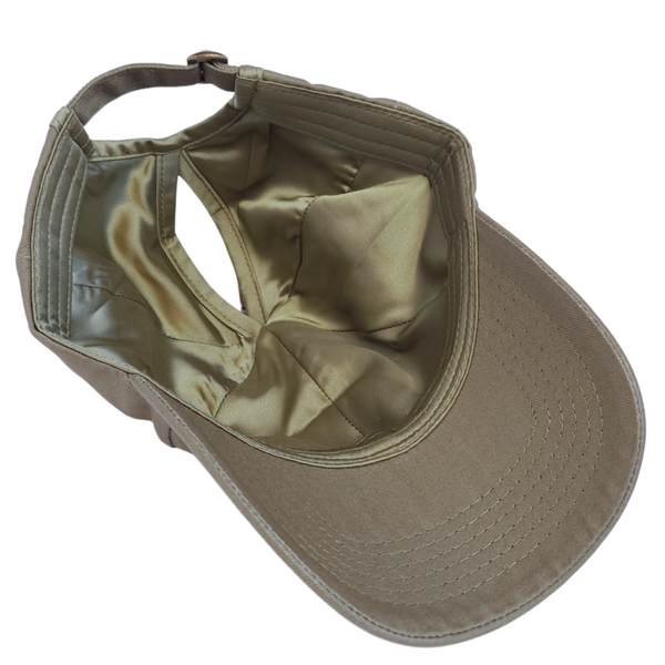 Khaki Green Satin Ponytail Cap