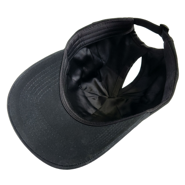 Black Satin Ponytail Cap